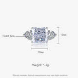 Multicolor Ice Flower Cut Square CZ Adjustable Ring, 10*10mm 8A Main Cubic Zirconia, Two Heart Side CZ, Dainty Luxe - FITINY Jewelry