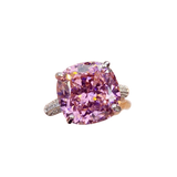 Multicolor Star Cut Bold Square CZ Adjustable Ring, Super Sparkling 14*14mm Main Cubic Zirconia, Pavé CZ Band, Dainty Luxe - FITINY Jewelry