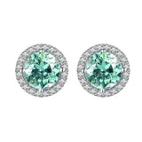 S925 Multicolor Moissanite Round Halo Stud Earrings with Threaded Needle, 8 Color Options, 0.1-3ct D-Grade VVS, Sterling Silver Jewelry for Men Women - FITINY Jewelry