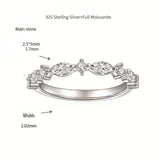 FITINY Marquise-Cut Moissanite Half-Hoop Ring in Sterling Silver with 18K Gold Plating