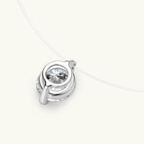 S925 Mermaid Tear Floating Moissanite Necklace, 0.5–3ct Sterling Silver Invisible Fishing Line Pendant, 40+5cm Adjustable Dainty Minimalist Choker - FITINY Jewelry