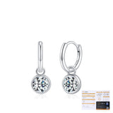 Round Moissanite Bubble Pendant Earrings in Sterling Silver - On Model View - FITINY