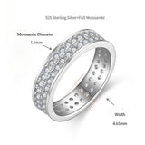 S925 Moissanite Matching Couple Eternity Bands Wedding Rings, Two-Row 1ct & Three-Row 1.8ct, D-Grade VVS, 18K White Gold Plated Unisex Rings - FITINY Jewelry