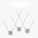 Geometric D-Color VVS1 Moissanite Pendant Necklace in Sterling Silver – Delicate Clavicle Chain for Everyday Elegance