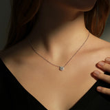 Geometric D-Color VVS1 Moissanite Pendant Necklace in Sterling Silver – Delicate Clavicle Chain for Everyday Elegance