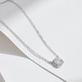Geometric D-Color VVS1 Moissanite Pendant Necklace in Sterling Silver – Delicate Clavicle Chain for Everyday Elegance