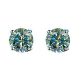 S925 Multicolor Moissanite 4-Prong Stud Earrings, 10 Color 0.5-3ct D-Grade VVS Certificate, Unisex Hypoallergenic Sterling Silver Gift - FITINY Jewelry