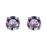 S925 Multicolor Moissanite 4-Prong Stud Earrings, 10 Color 0.5-3ct D-Grade VVS Certificate, Unisex Hypoallergenic Sterling Silver Gift - FITINY Jewelry
