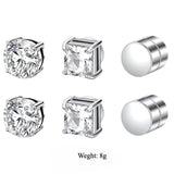 Multi Sets of Stainless Steel Magnetic CZ Stud Earrings for Men Women, 6mm Cubic Zirconia Inlaid Hypoallergenic Earring Packs, Non-Piercing Clip On Earring Combo - FITINY Jewelry