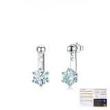 Geometric Blue-Green Moissanite Stud Earrings in Sterling Si - Detail View - FITINY Jewelry