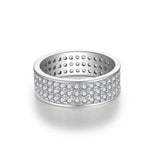 S925 Moissanite Matching Couple Eternity Bands Wedding Rings, Two-Row 1ct & Three-Row 1.8ct, D-Grade VVS, 18K White Gold Plated Unisex Rings - FITINY Jewelry
