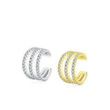 Geometric Line Ear Cuffs for Non-Pierced Ears – Sterling Silver & Gold-Finished U-Shaped Clip-On Earrings