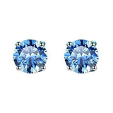 S925 Multicolor Moissanite 4-Prong Stud Earrings, 10 Color 0.5-3ct D-Grade VVS Certificate, Unisex Hypoallergenic Sterling Silver Gift - FITINY Jewelry