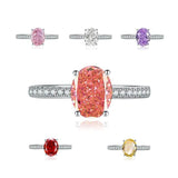Multicolor Ice Flower Cut Oval CZ Adjustable Ring, Pave Band, 7*9mm 5A Cubic Zirconia, 6 Color Options, Dainty Luxe - FITINY Jewelry