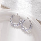 Dazzling Irregular Crystal Circle Hoop Earrings with S925 Sterling Silver Post, New Trend Elegant Geometry Earrings for Women Gifts - FITINY Jewelry