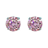 S925 Multicolor Moissanite 4-Prong Stud Earrings, 10 Color 0.5-3ct D-Grade VVS Certificate, Unisex Hypoallergenic Sterling Silver Gift - FITINY Jewelry