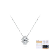 Floral Moissanite Stud Earrings & Cross Necklace Set in Sterling Silver
