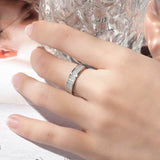S925 Moissanite Matching Couple Eternity Bands Wedding Rings, Two-Row 1ct & Three-Row 1.8ct, D-Grade VVS, 18K White Gold Plated Unisex Rings - FITINY Jewelry