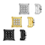 Stainless Steel Magnetic Iced Out CZ Square Stud Earrings for Men Women, 9 Mini Cubic Zirconia Inlaid Magnetic Earrings Non-Piercing Clip On Stud Earring - FITINY Jewelry