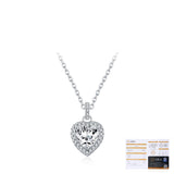 Heart-Shaped Moissanite Pendant Necklace in Sterling Silver - Detail View - FITINY Jewelry