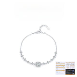 Geometric Square Moissanite Bracelet in Sterling Silver - On Model View - FITINY