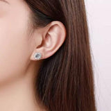 S925 Moissanite/CZ Sunflower Halo Stud Earrings, 0.5ct D-Grade VVS Certificate, Hypoallergenic Sterling Silver Jewelry Gift - FITINY Jewelry