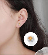 S925 Magnetic Multicolor Moissanite Square Halo Stud Earrings for Men Women, 0.5/1ct Round Cut, Inlaid Magnetic Earrings Non-Piercing Clip On Stud Earring - FITINY Jewelry
