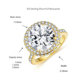 Vintage-Inspired Moissanite Ring in 18K Gold-Plated Sterling Silver – Round Brilliant 5-Carat Statement Band for Women