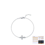 Sterling Silver Cross Charm Bracelet with Moissanite Accents - Detail View - FITINY Jewelry