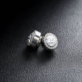 Multicolor Crystal Cluster Magnetic Round Halo Stud Earrings for Men Women, 6mm Round Crystal Inlaid Magnetic Earrings Non-Piercing Clip On Stud Earring - FITINY Jewelry