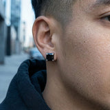 Multi Sets of Stainless Steel Magnetic CZ Stud Earrings worn by male model – street style