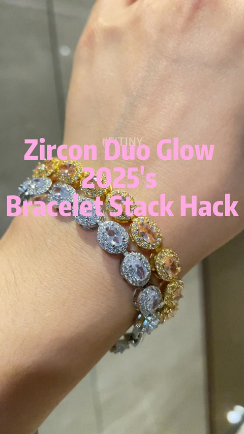 Colorful CZ Halo Bracelet Stack on Wrist