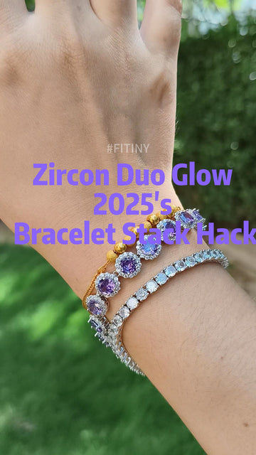 Multicolor Zircon Halo Bracelet Stack on Hand