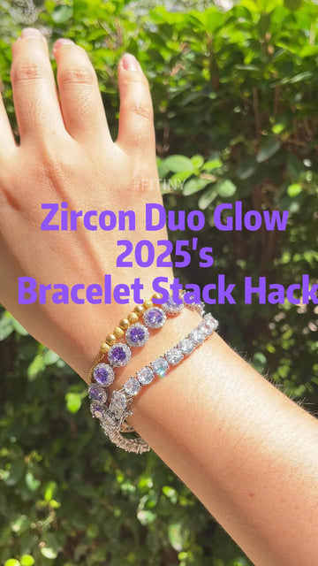Purple and Clear Zircon Duo Bracelet Stack