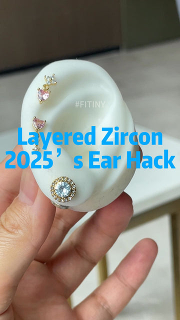 Gold-Tone Layered Zircon Ear Stack on Display