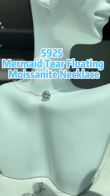 S925 Mermaid Tear Floating Moissanite Pendant Necklace