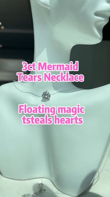 3ct Mermaid Tear Floating Moissanite Necklace