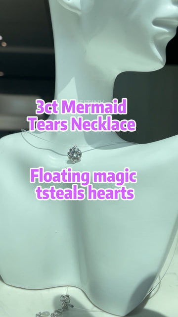 3ct Mermaid Tear Floating Moissanite Necklace