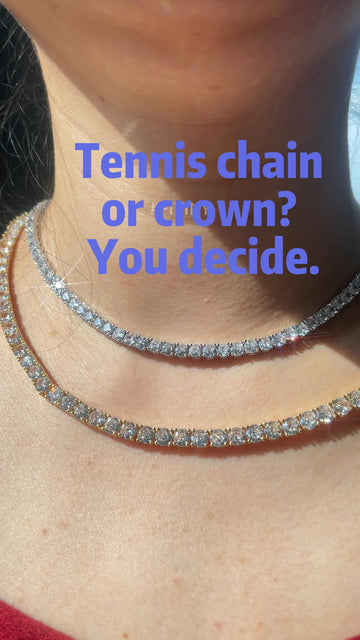 White Iced Out Tennis Chains on Neck, 3–6mm CZ
