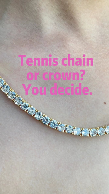 Gold Iced Out Tennis Chain Close-Up