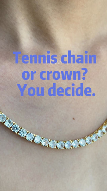 Gold Iced Out Tennis Chain Close-Up