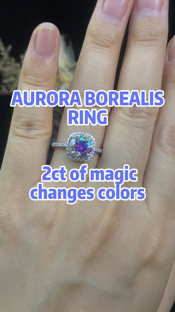 Aurora Borealis 2ct Color-Changing Cushion Halo Ring