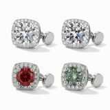 S925 Magnetic Multicolor Moissanite Square Halo Stud Earrings – fitiny