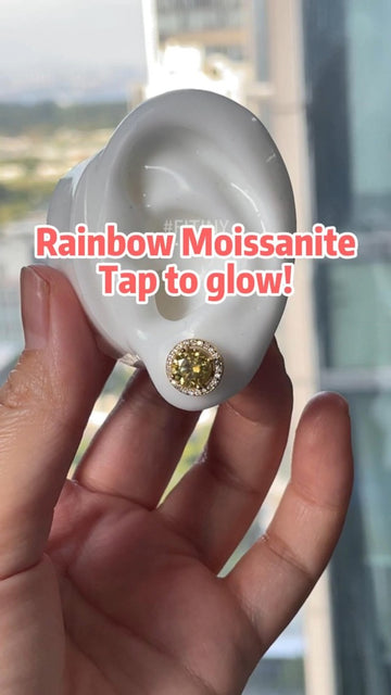 18k Lemon Yellow Moissanite Stud Earrings 6.5mm VVS