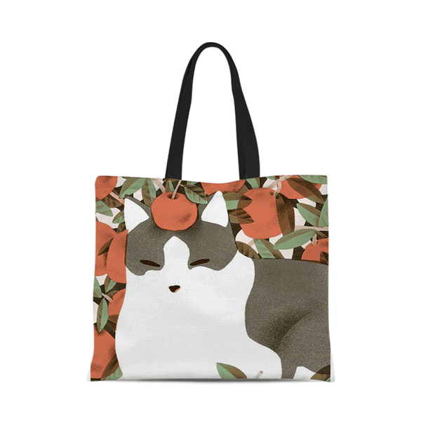 Watercolor cat one-shoulder canvas bag 35*40cm