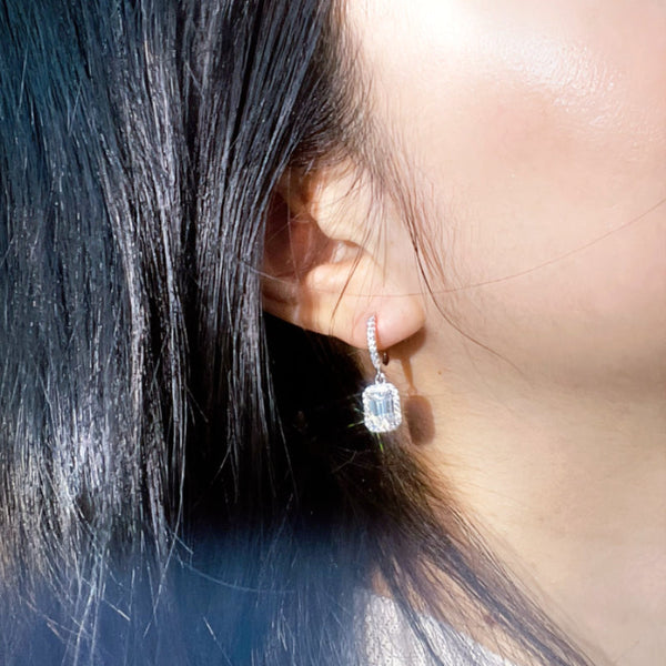 Radiate Timeless Elegance: Discover the Allure of Emerald Cut Moissanite Halo Earrings