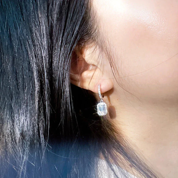 Embrace Elegance: The Allure of Emerald Cut Moissanite Halo Earrings - FITINY Jewelry