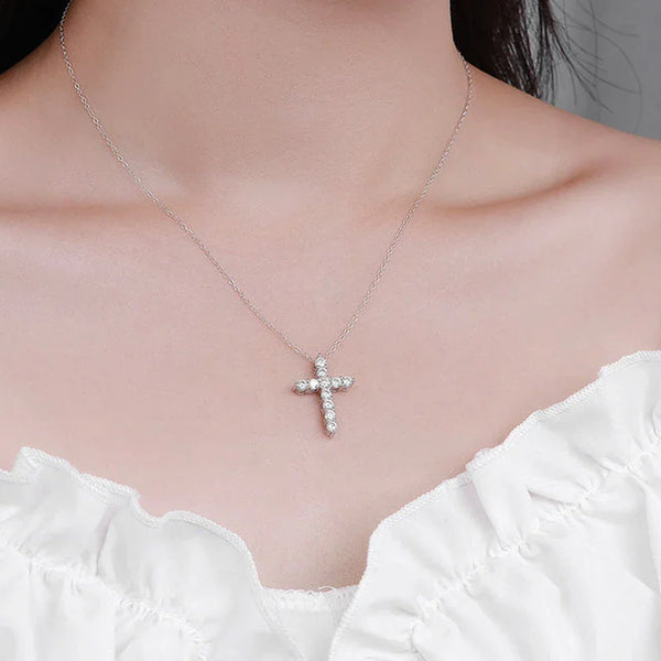 Illuminate Your Essence with the S925 Moissanite Cross Necklace - FITINY Jewelry