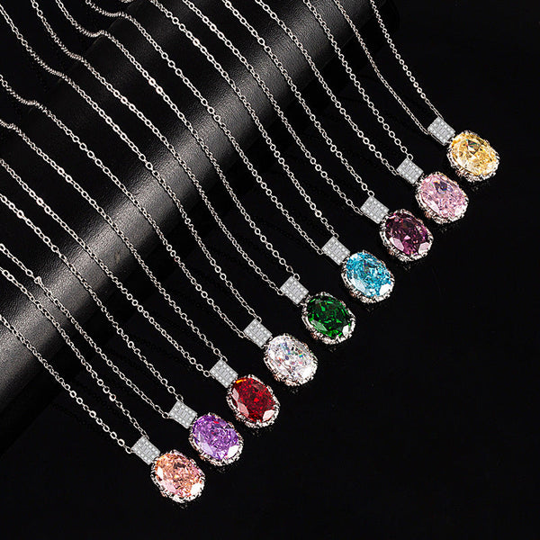 Embrace Every Hue: The Allure of the Multicolor Ice Flower Cut Oval CZ Pendant Necklace