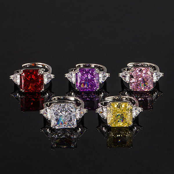 Dazzle Every Day: The Allure of the Multicolor Ice Flower Cut CZ Adjustable Ring